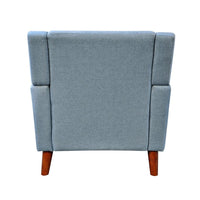 Accent Armchair, Tufted Back and Flared Arms, Birch Wood, Blue Polyester -BM320567