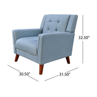 Accent Armchair, Tufted Back and Flared Arms, Birch Wood, Blue Polyester -BM320567