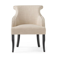 Accent Armchair, Nailhead Trim, Birch Wood, Plush Light Beige Fabric -BM320597