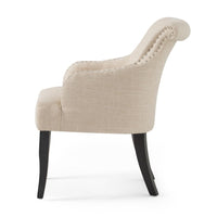 Accent Armchair, Nailhead Trim, Birch Wood, Plush Light Beige Fabric -BM320597