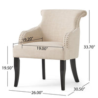 Accent Armchair, Nailhead Trim, Birch Wood, Plush Light Beige Fabric -BM320597