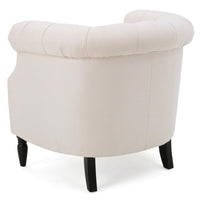 37 Inch Accent Club Chair, High Tufted Back, Studded Arms, Beige Fabric -BM320603