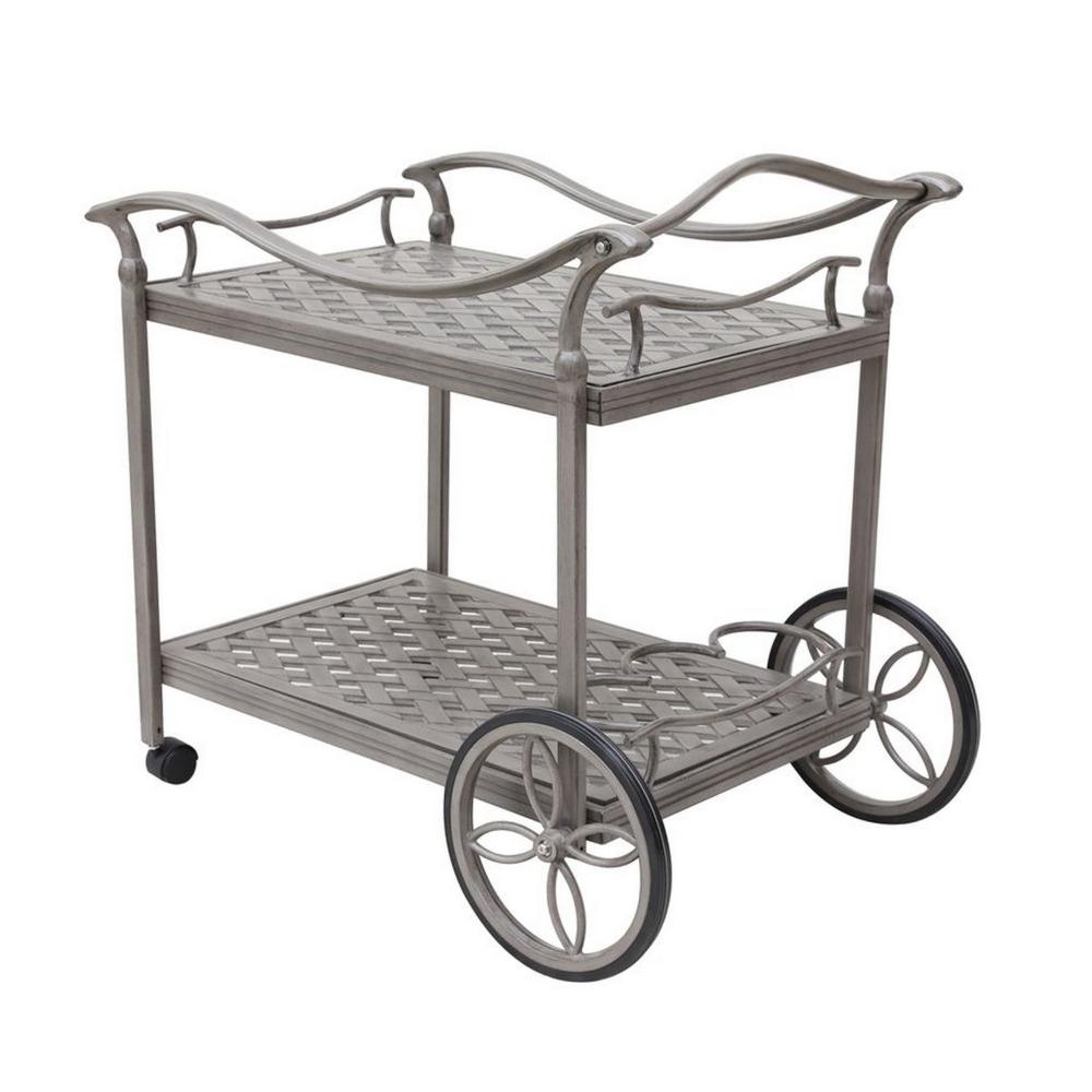 Mace Outdoor Patio Tea Cart, Quiet Rolling Wheels, 36 Inch, Aluminum, Gray -BM321183