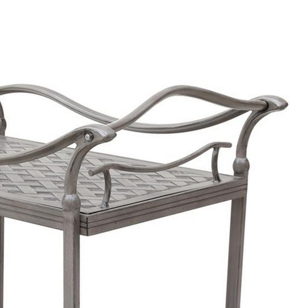 Mace Outdoor Patio Tea Cart, Quiet Rolling Wheels, 36 Inch, Aluminum, Gray -BM321183