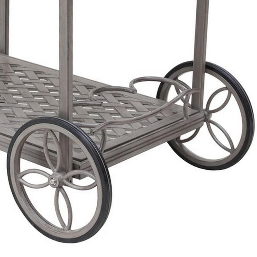 Mace Outdoor Patio Tea Cart, Quiet Rolling Wheels, 36 Inch, Aluminum, Gray -BM321183