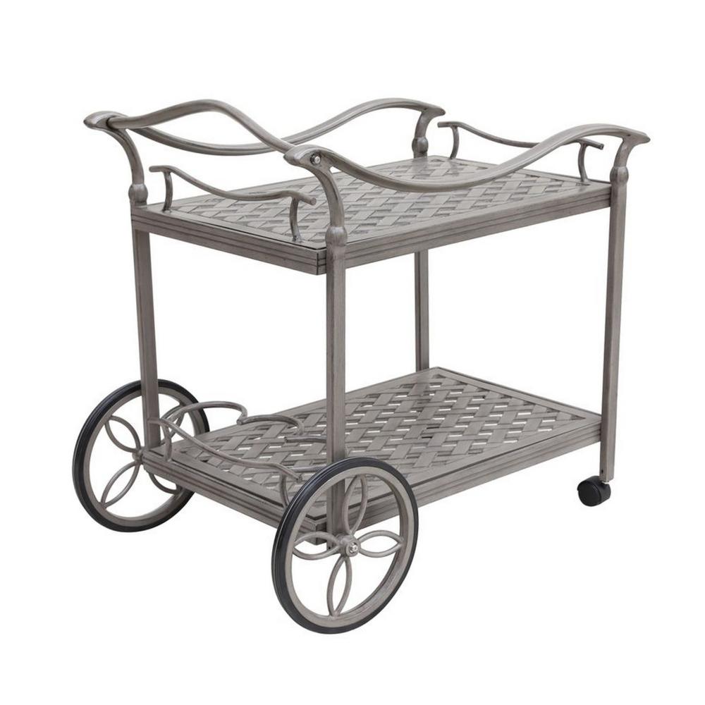 Mace Outdoor Patio Tea Cart, Quiet Rolling Wheels, 36 Inch, Aluminum, Gray