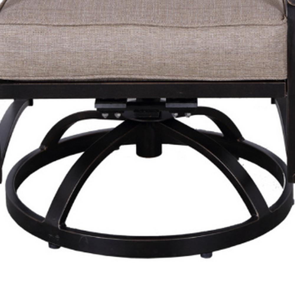 Vale Outdoor Dining Swivel Rocker Chair Set of 2, Dacron, Aluminum, Beige -BM321199