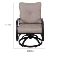 Vale Outdoor Dining Swivel Rocker Chair Set of 2, Dacron, Aluminum, Beige -BM321199