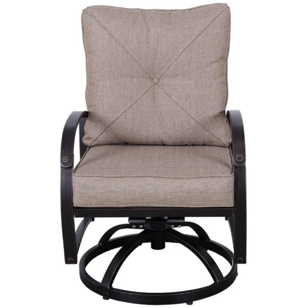 Vale Outdoor Dining Swivel Rocker Chair Set of 2, Dacron, Aluminum, Beige