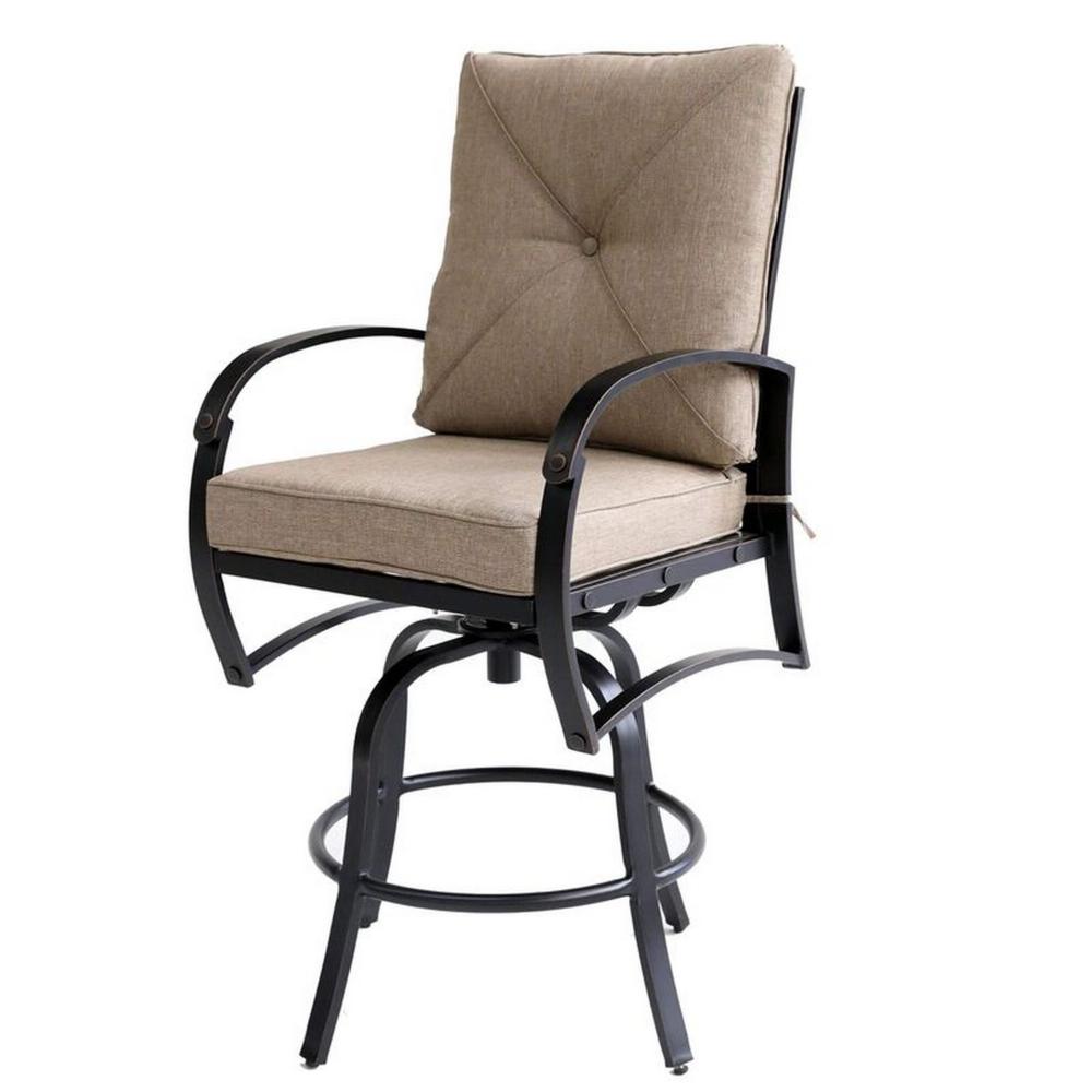 Vale Outdoor Barstool Chair Set of 2, Dacron Wrap, Aluminum Frame, Beige -BM321200