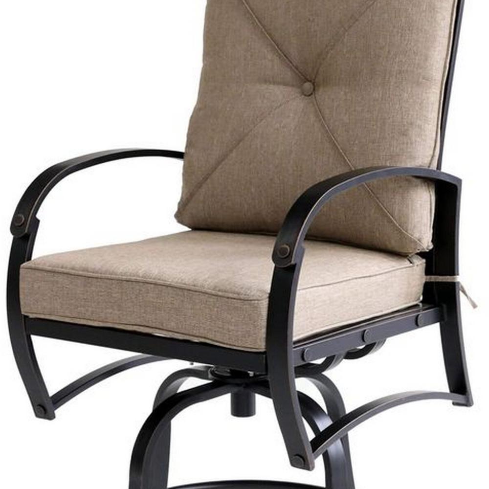 Vale Outdoor Barstool Chair Set of 2, Dacron Wrap, Aluminum Frame, Beige -BM321200