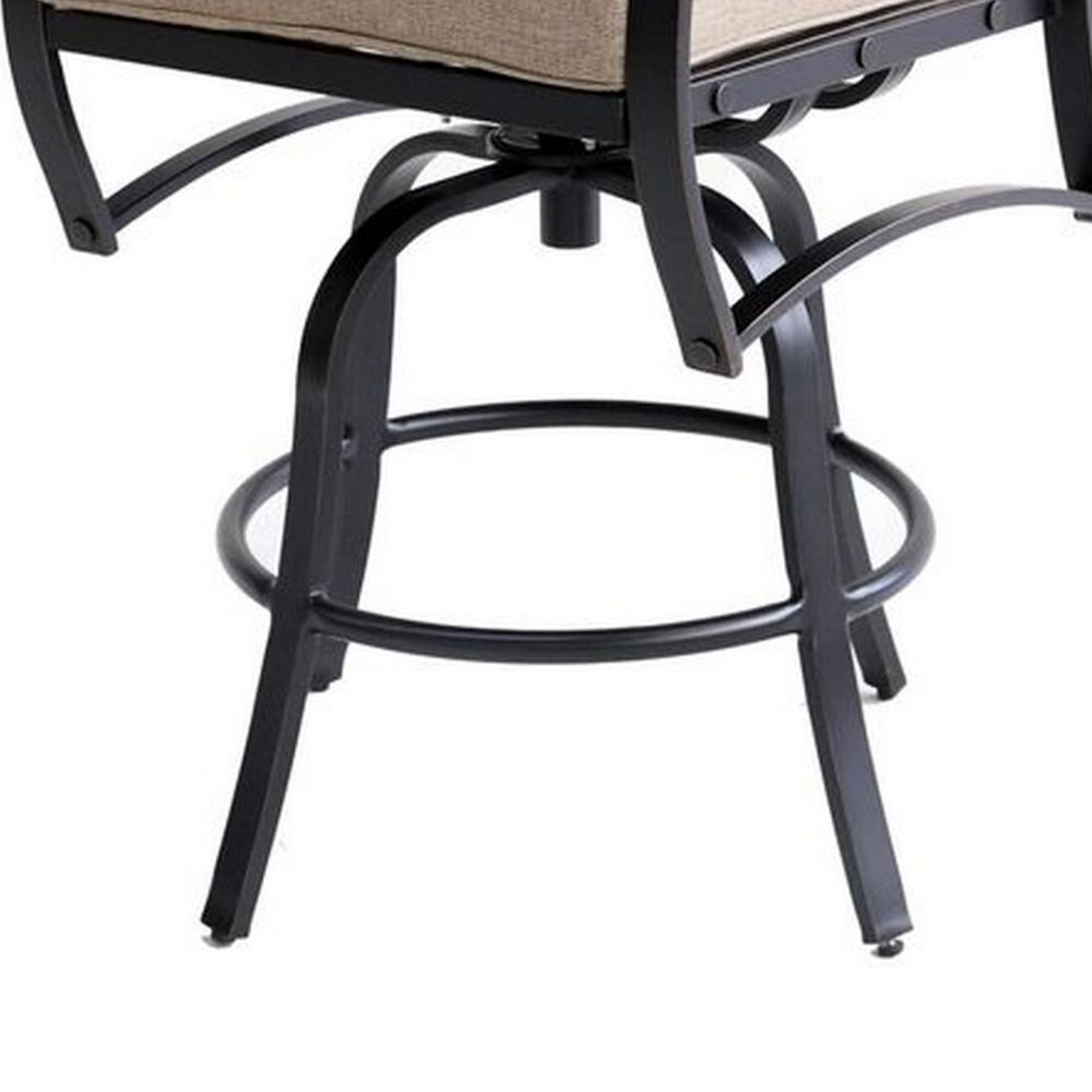 Vale Outdoor Barstool Chair Set of 2, Dacron Wrap, Aluminum Frame, Beige -BM321200