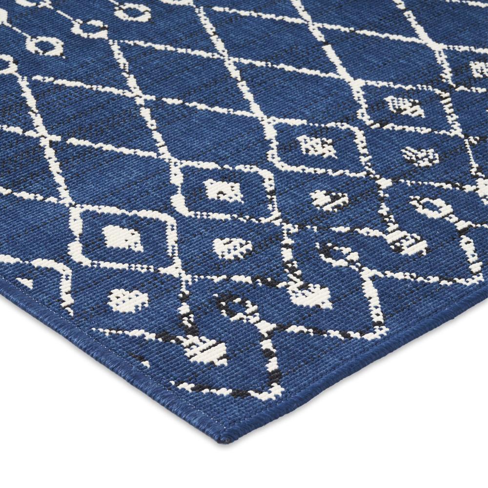 Cynth Area Rug Rectangular 5 x 7, Blue Indoor Outdoor Boho Ivory Pattern -BM321208