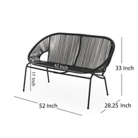 Remma Loveseat, Outdoor Rattan, Basket Woven, Black Iron Frame, 52 Inch -BM321258