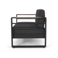 Vinia Loveseat, Outdoor Dark Gray Polyester, Wood Accents, Black, 57 Inch -BM321259