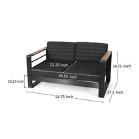 Vinia Loveseat, Outdoor Dark Gray Polyester, Wood Accents, Black, 57 Inch -BM321259