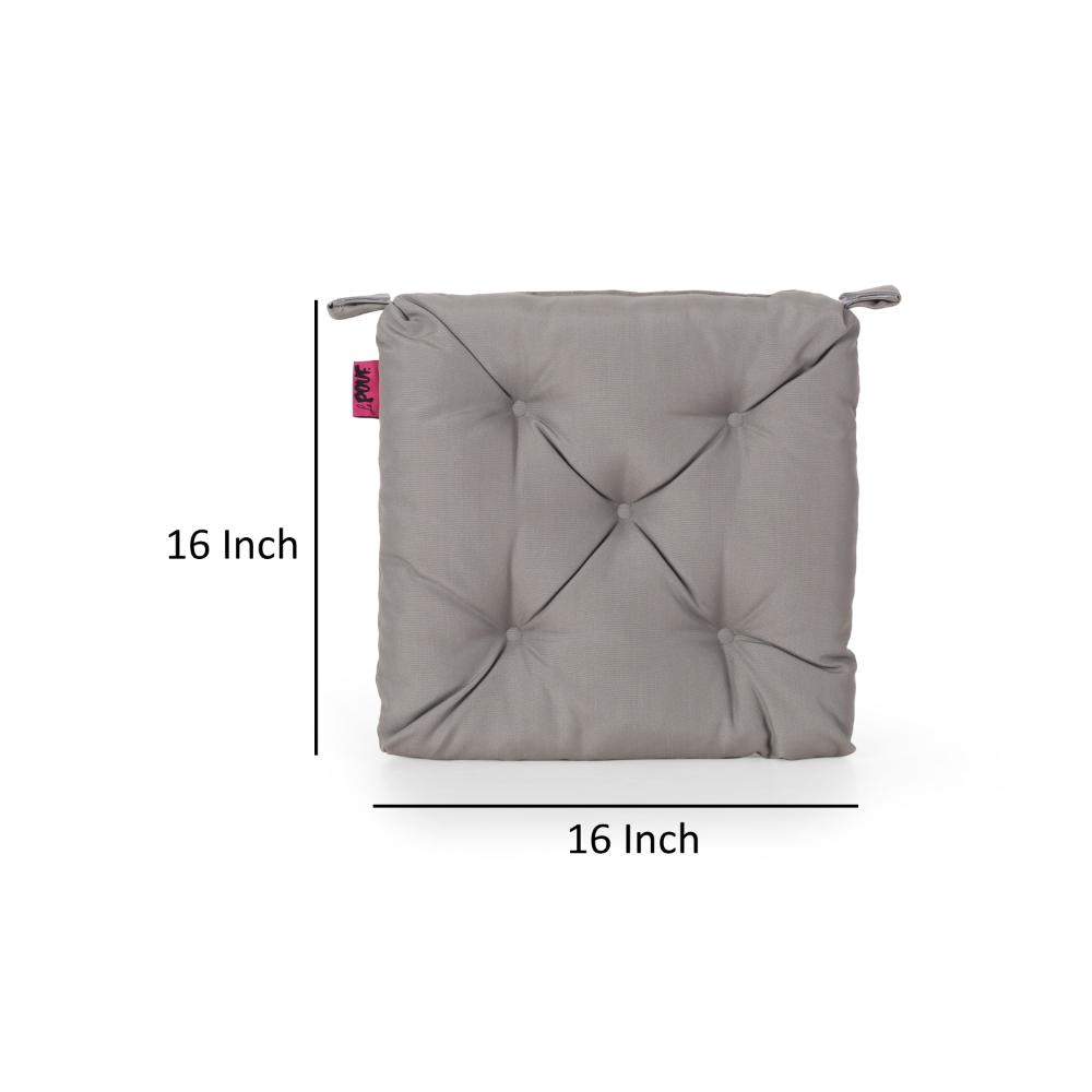 Caba Chair Cushion Pad, Tufted 16 Inch, Water Resistant, Gray Polyester -BM321298