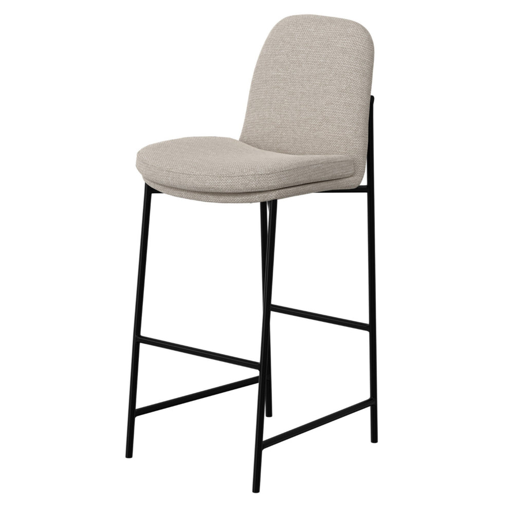 Revee Barstool Chair, Black Iron Frame, Water-Resistant Beige Polyester -BM321512