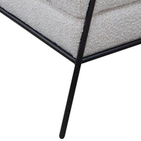 Tyna Ottoman, 27 Inch, Industrial Style Black Iron Legs, Ivory Polyester -BM321537