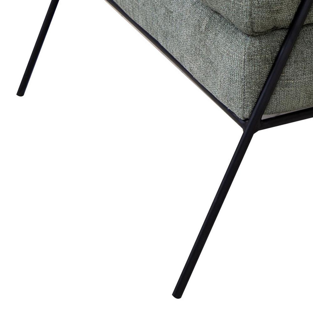 Tyna Ottoman, 27 Inch, Industrial Black Iron Legs, Olive Green Polyester -BM321538