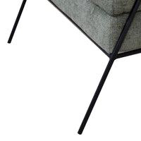 Tyna Ottoman, 27 Inch, Industrial Black Iron Legs, Olive Green Polyester -BM321538