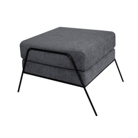 Tyna Ottoman, 27 Inch, Industrial Style Black Iron Legs, Gray Polyester -BM321539
