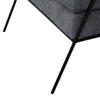 Tyna Ottoman, 27 Inch, Industrial Style Black Iron Legs, Gray Polyester -BM321539