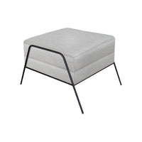 Tyna Ottoman, 27 Inch, Industrial Style Black Iron Legs, White Polyester -BM321540