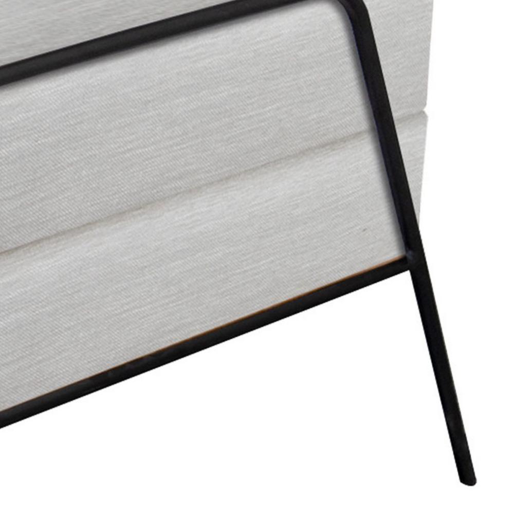 Tyna Ottoman, 27 Inch, Industrial Style Black Iron Legs, White Polyester -BM321540