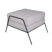 Tyna Ottoman, 27 Inch, Industrial Style Black Iron Legs, Beige Polyester -BM321541