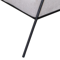 Tyna Ottoman, 27 Inch, Industrial Style Black Iron Legs, Beige Polyester -BM321541