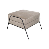 Tyna Ottoman, 27 Inch, Industrial Black Iron Legs, Snow Gray Polyester -BM321543