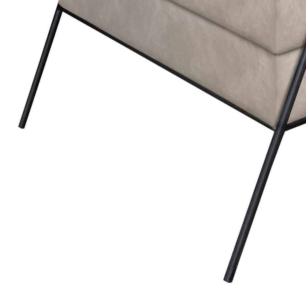 Tyna Ottoman, 27 Inch, Industrial Black Iron Legs, Snow Gray Polyester -BM321543