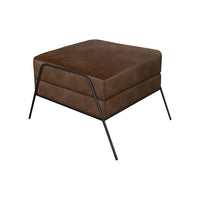 Tyna Ottoman, 27 Inch, Industrial Black Iron Legs, Hickory Brown Polyester -BM321544