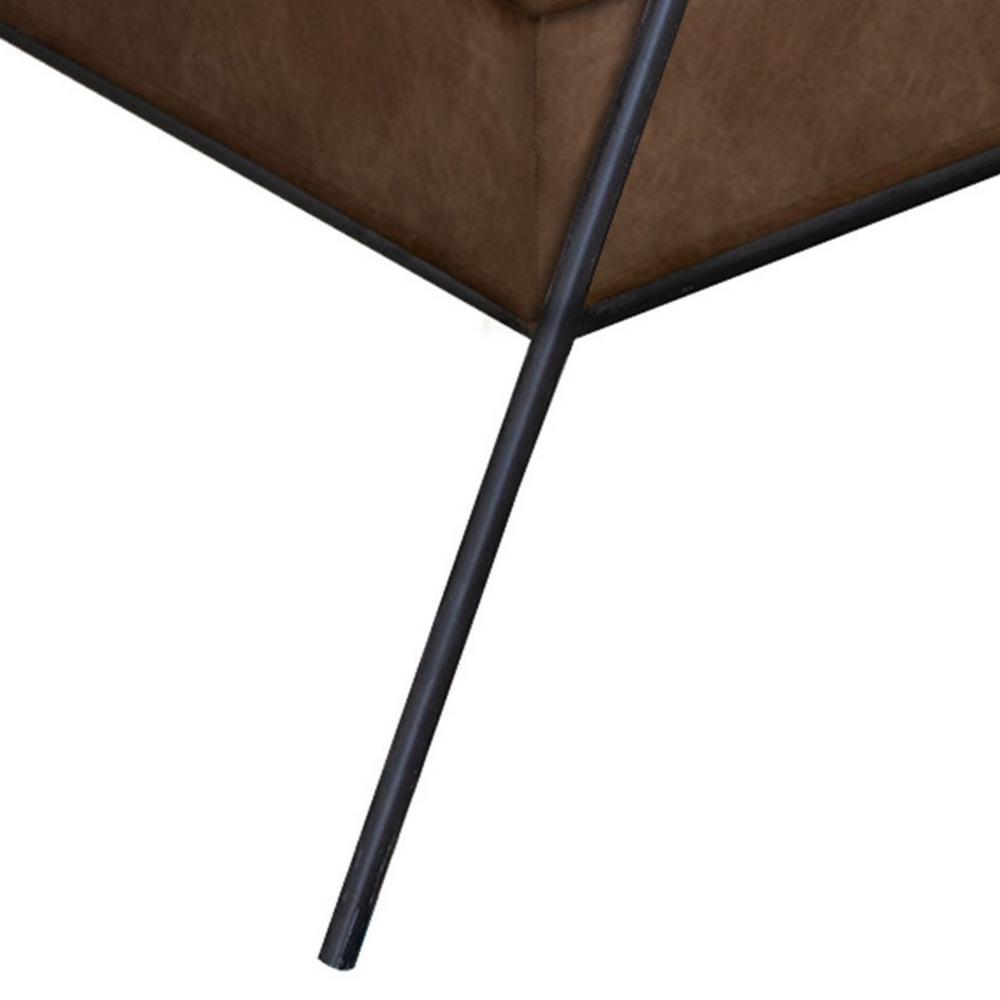Tyna Ottoman, 27 Inch, Industrial Black Iron Legs, Hickory Brown Polyester -BM321544