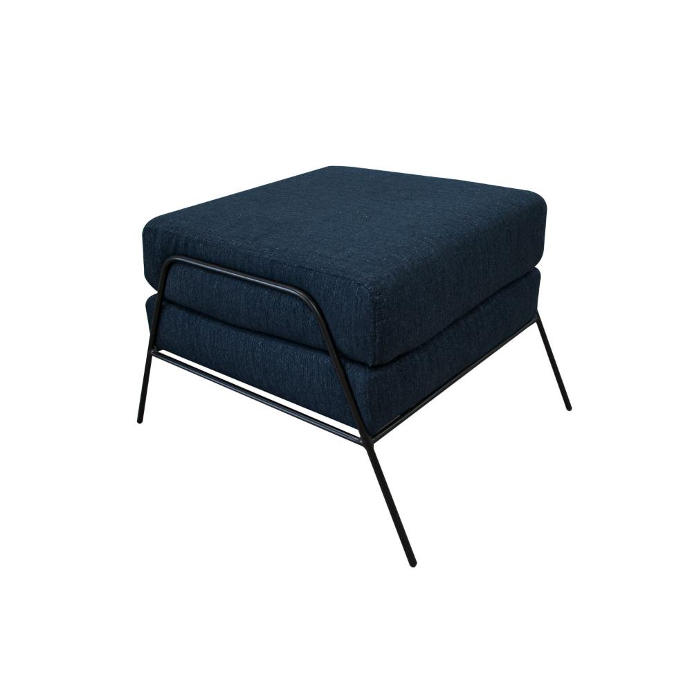 Tyna Ottoman, 27 Inch, Industrial Black Iron Legs, Navy Blue Polyester -BM321545