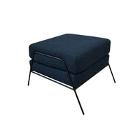 Tyna Ottoman, 27 Inch, Industrial Black Iron Legs, Navy Blue Polyester -BM321545