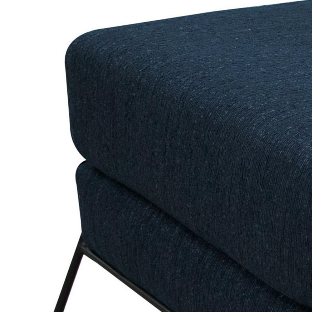 Tyna Ottoman, 27 Inch, Industrial Black Iron Legs, Navy Blue Polyester -BM321545