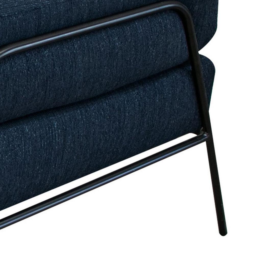 Tyna Ottoman, 27 Inch, Industrial Black Iron Legs, Navy Blue Polyester -BM321545