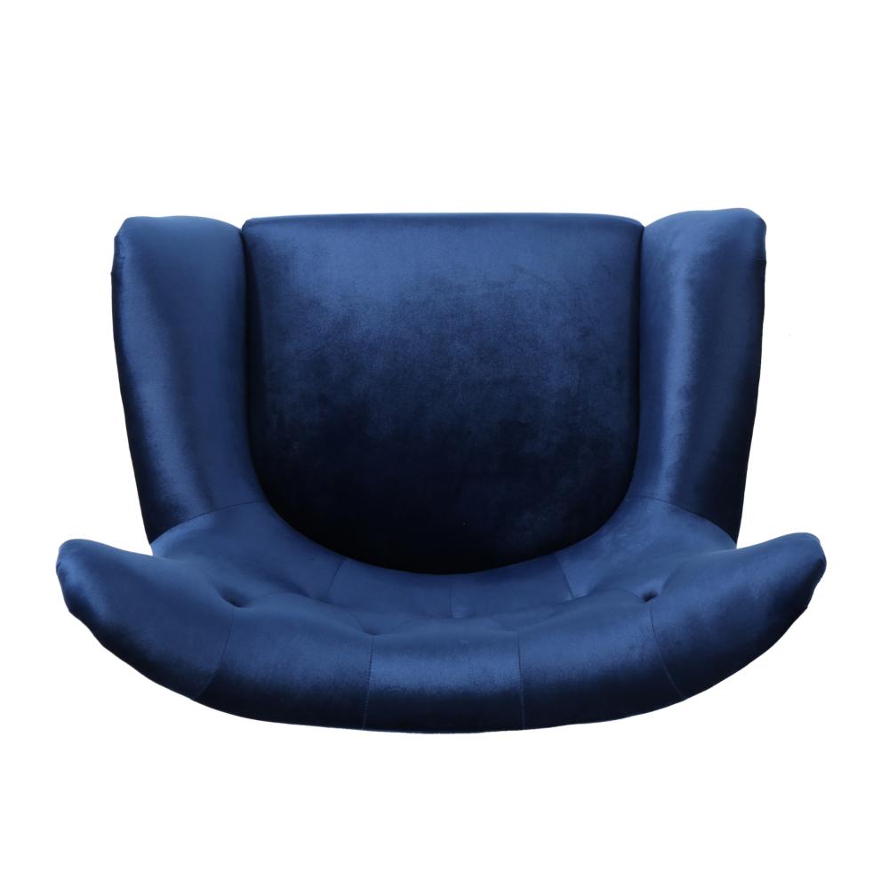 Siyan Accent Armchair, Navy Blue Velvet, Tufted Wingback, Black Wood Legs -BM321619