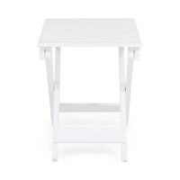 Kyre Outdoor Side Table, Foldable Slatted 23 Inch, White Acacia Wood -BM321697