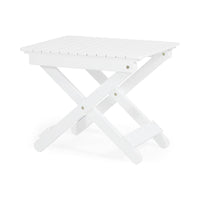 Kyre Outdoor Side Table, Foldable Slatted 23 Inch, White Acacia Wood