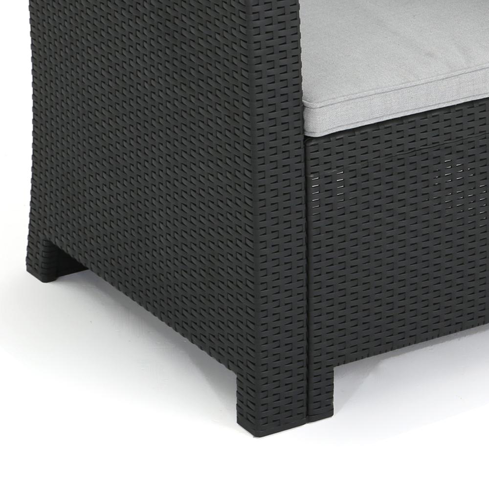 Rika Outdoor Club Chair, Black Faux Wicker, Gray Water-Resistant Polyester -BM321699