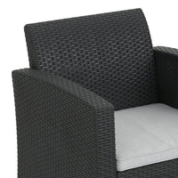 Rika Outdoor Club Chair, Black Faux Wicker, Gray Water-Resistant Polyester -BM321699