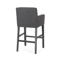 Rekah Barstool Chair, Charcoal Fabric and Wood Frame, Soft Cushioning -BM323413