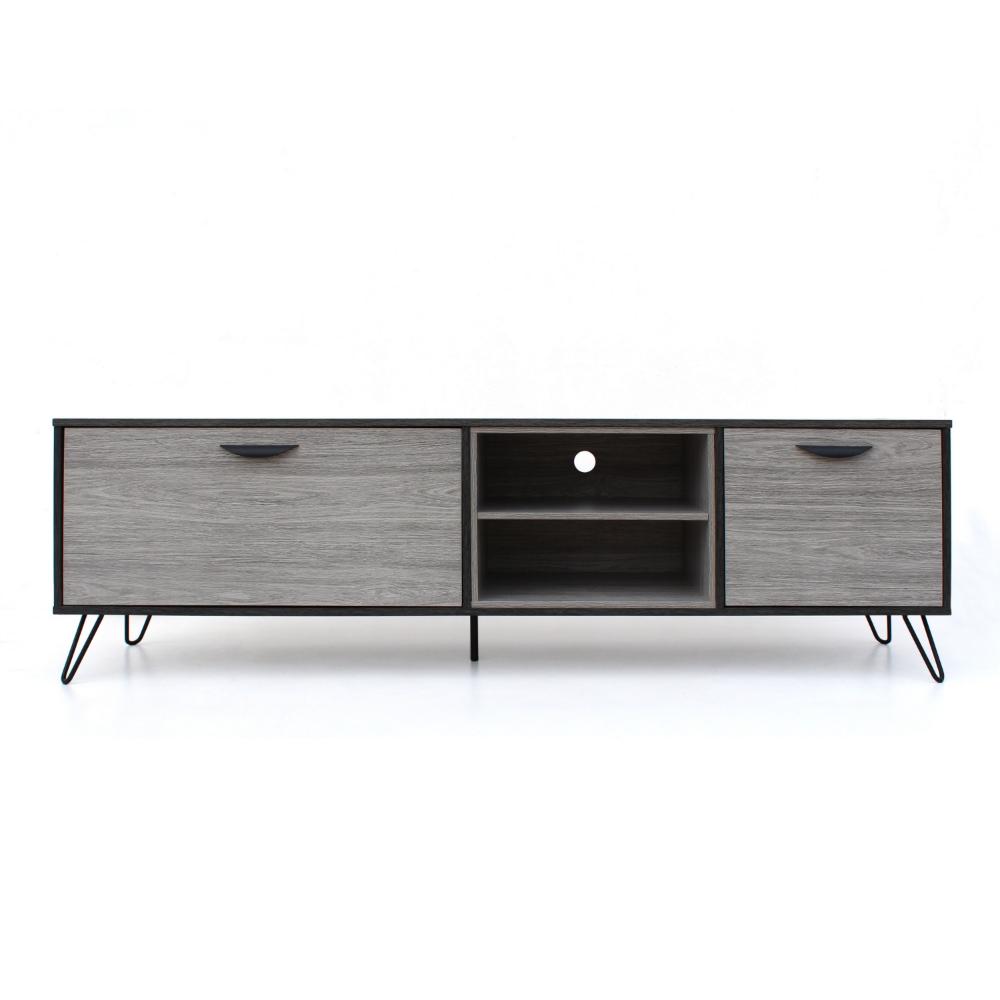 Alfie TV Media Entertainment Console Cabinet, 2 Shelves, Gray 71 Inch -BM323592
