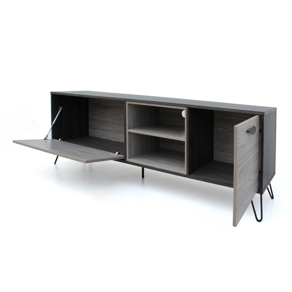 Alfie TV Media Entertainment Console Cabinet, 2 Shelves, Gray 71 Inch -BM323592