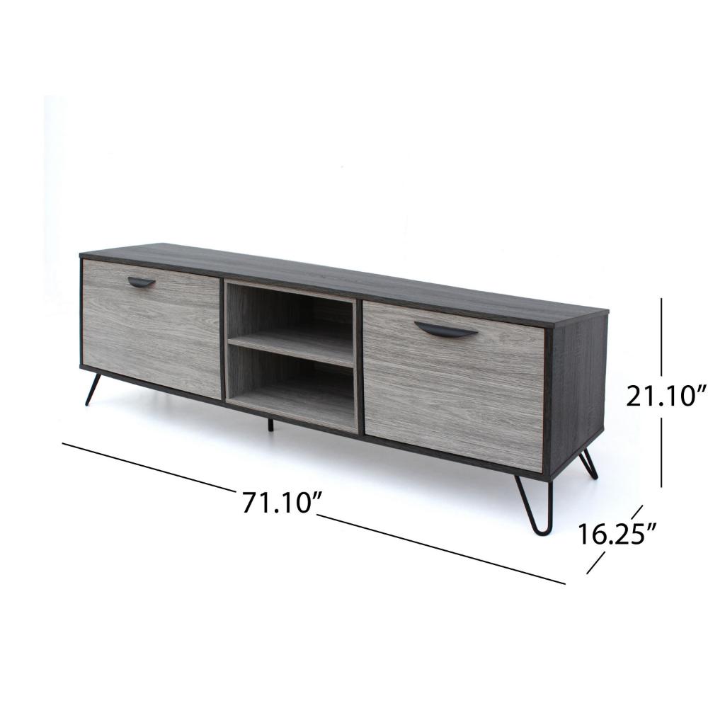 Alfie TV Media Entertainment Console Cabinet, 2 Shelves, Gray 71 Inch -BM323592