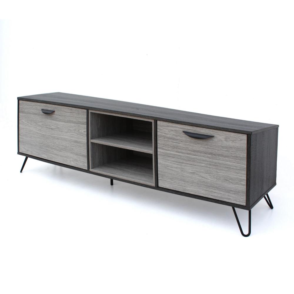 Alfie TV Media Entertainment Console Cabinet, 2 Shelves, Gray 71 Inch