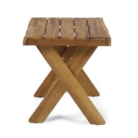 Harley Outdoor Side Table, X Legs, Square 18 Inch Brown Acacia Wood -BM323594